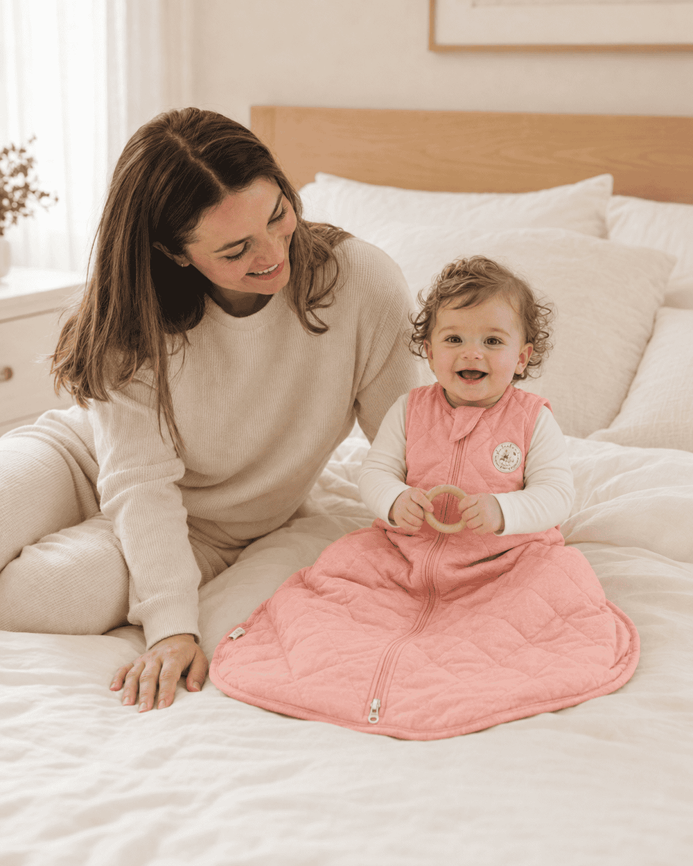 A relaxed mother at home